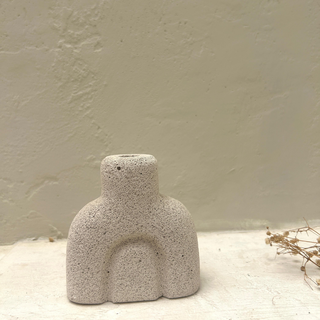 White Textured Concrete Vase