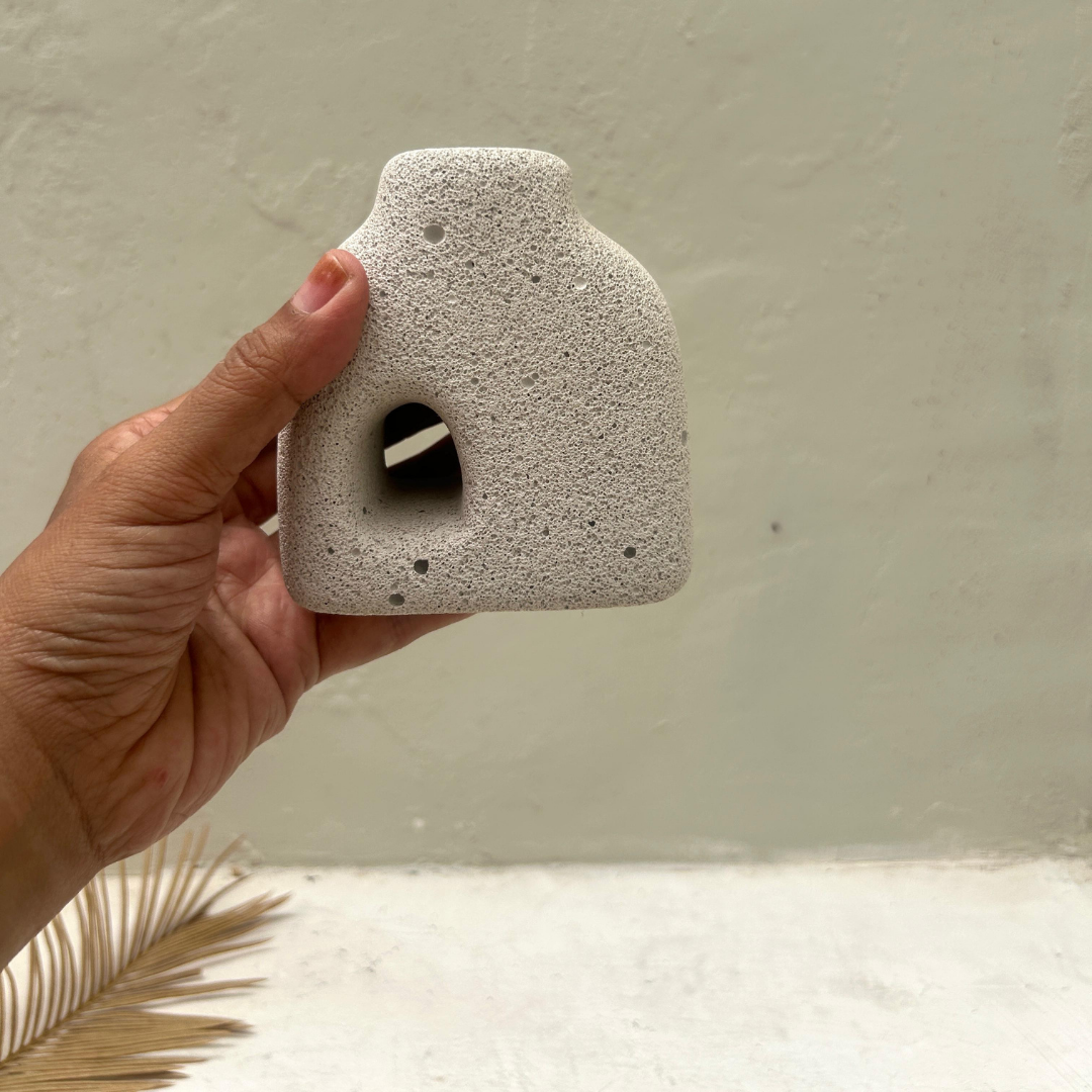 White Concrete Textured Nordic Vase