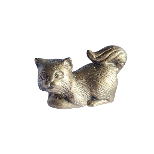 2.3'' Tall Sat Cat Brass animal miniature