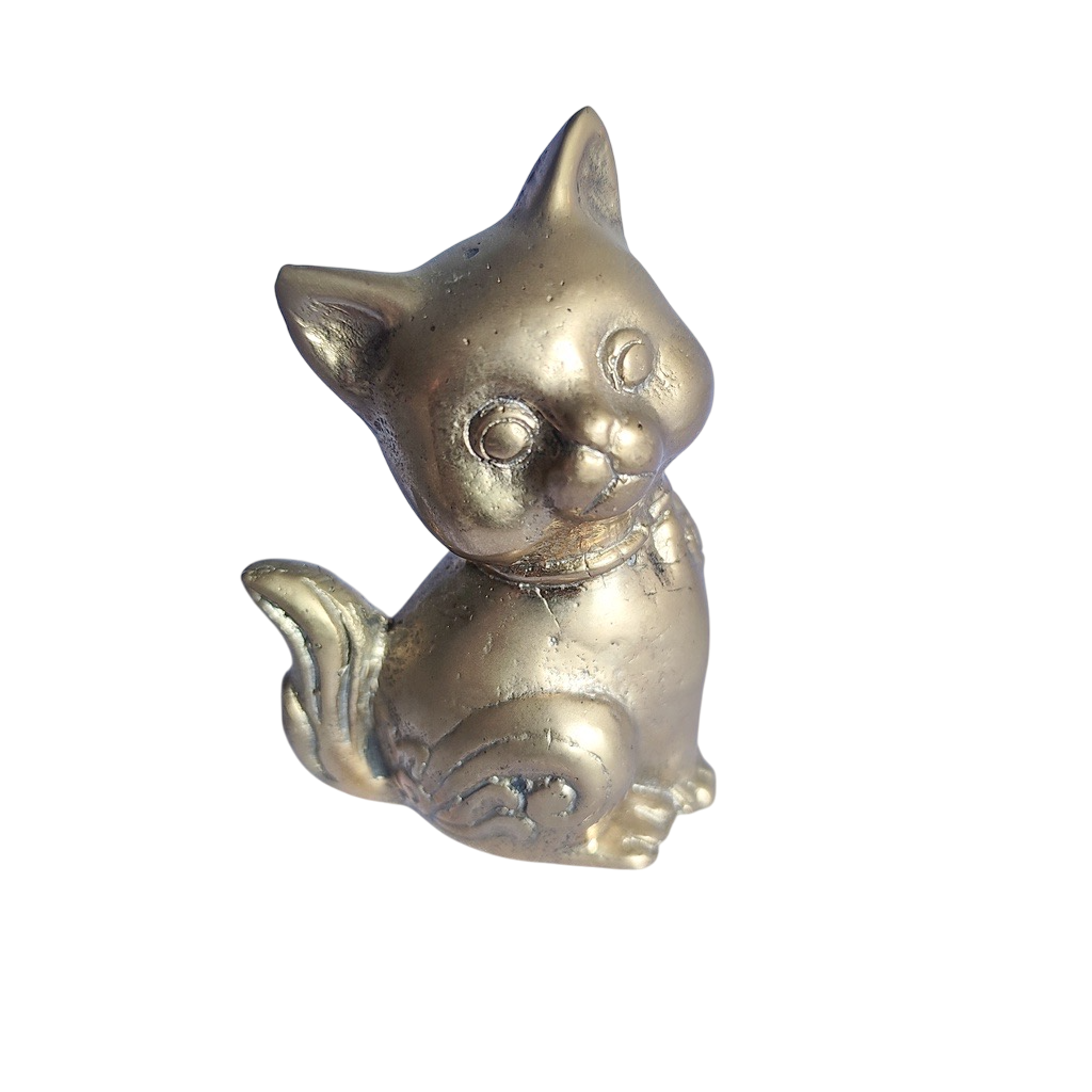3.2'' Tall Little Cute Cat Brass figurine