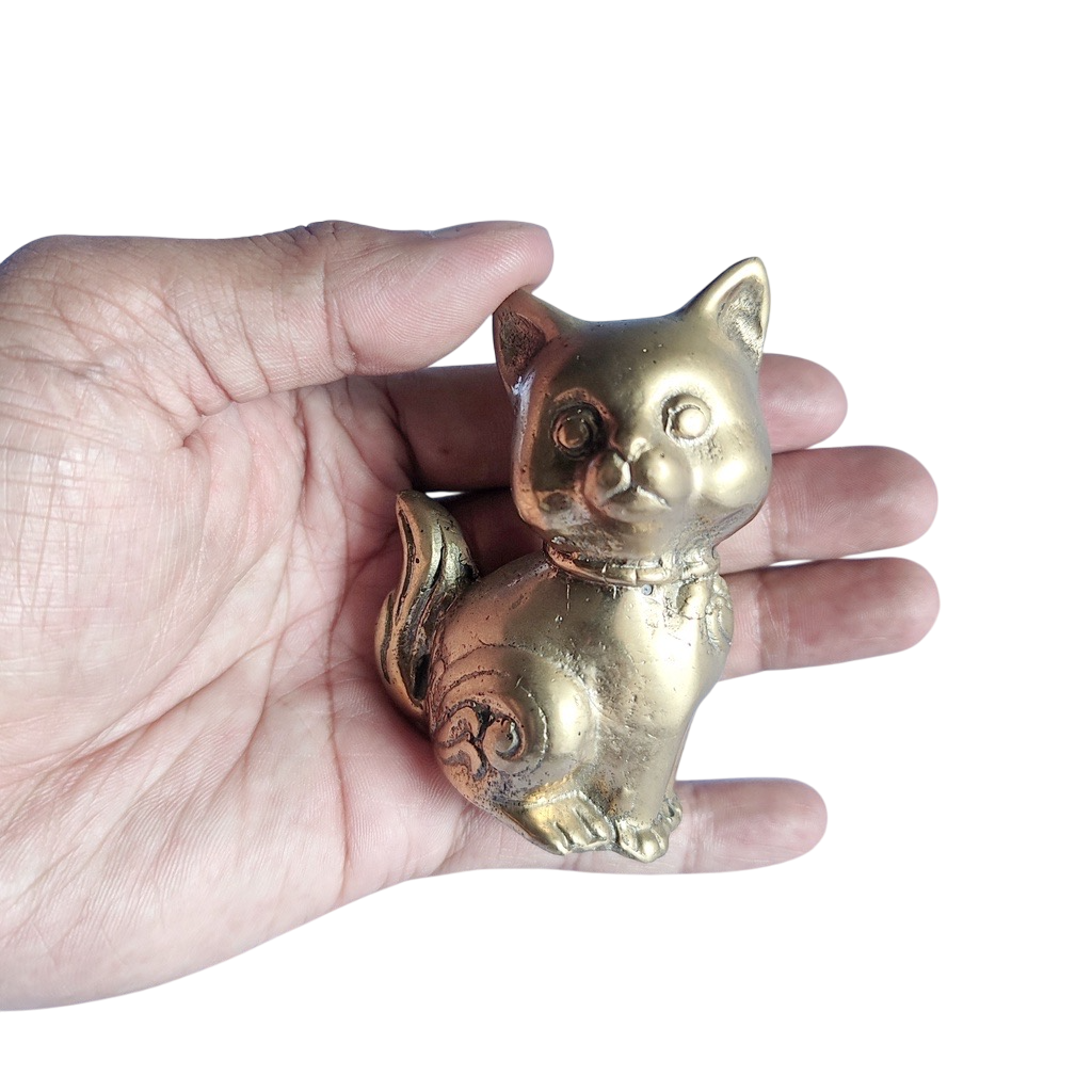 3.2'' Tall Little Cute Cat Brass figurine