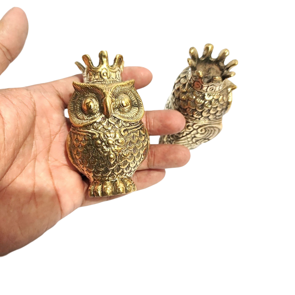 3.5'' Tall King Owl Brass Figurine