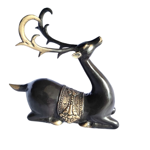 7.87'' Tall Brass Sat Deer Candle Stand