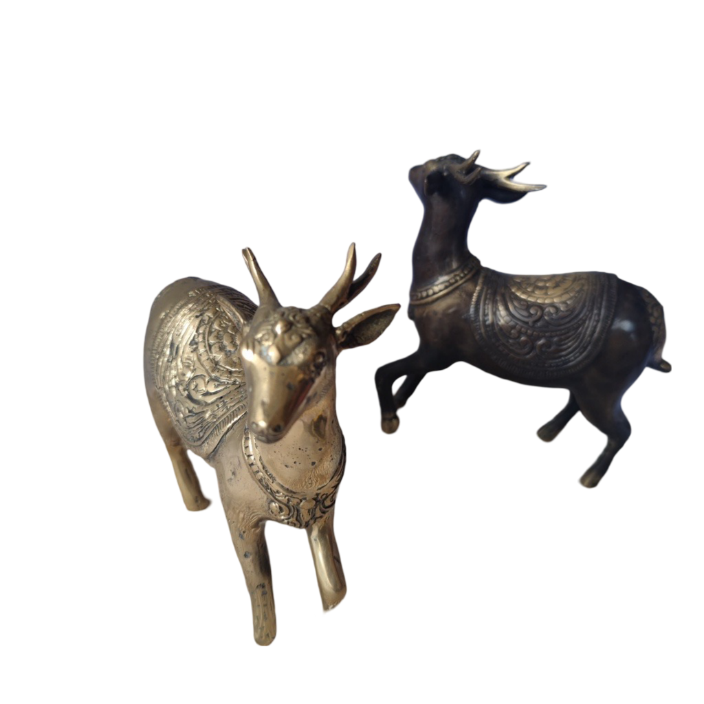 5.9'' Gold and Vintage Deer Brass figurine