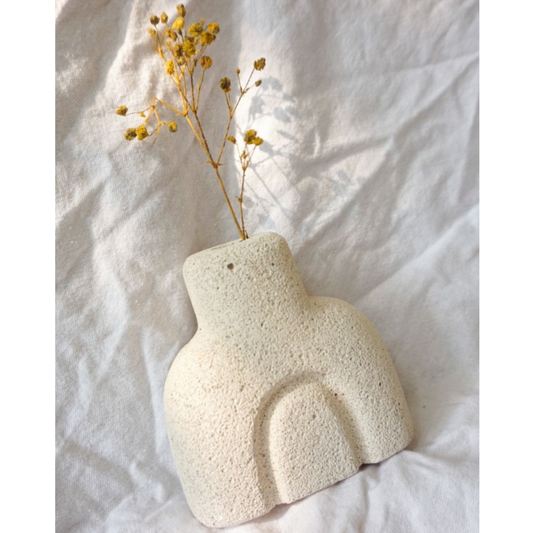 White Textured Concrete Vase