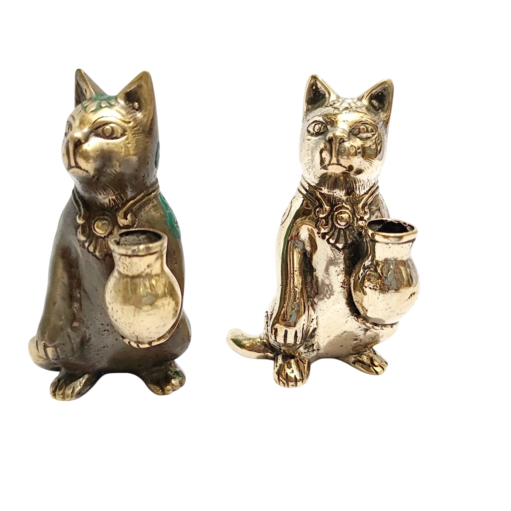 4''Tall Gold and Vintage Cat Brass figurine ( A Piece)