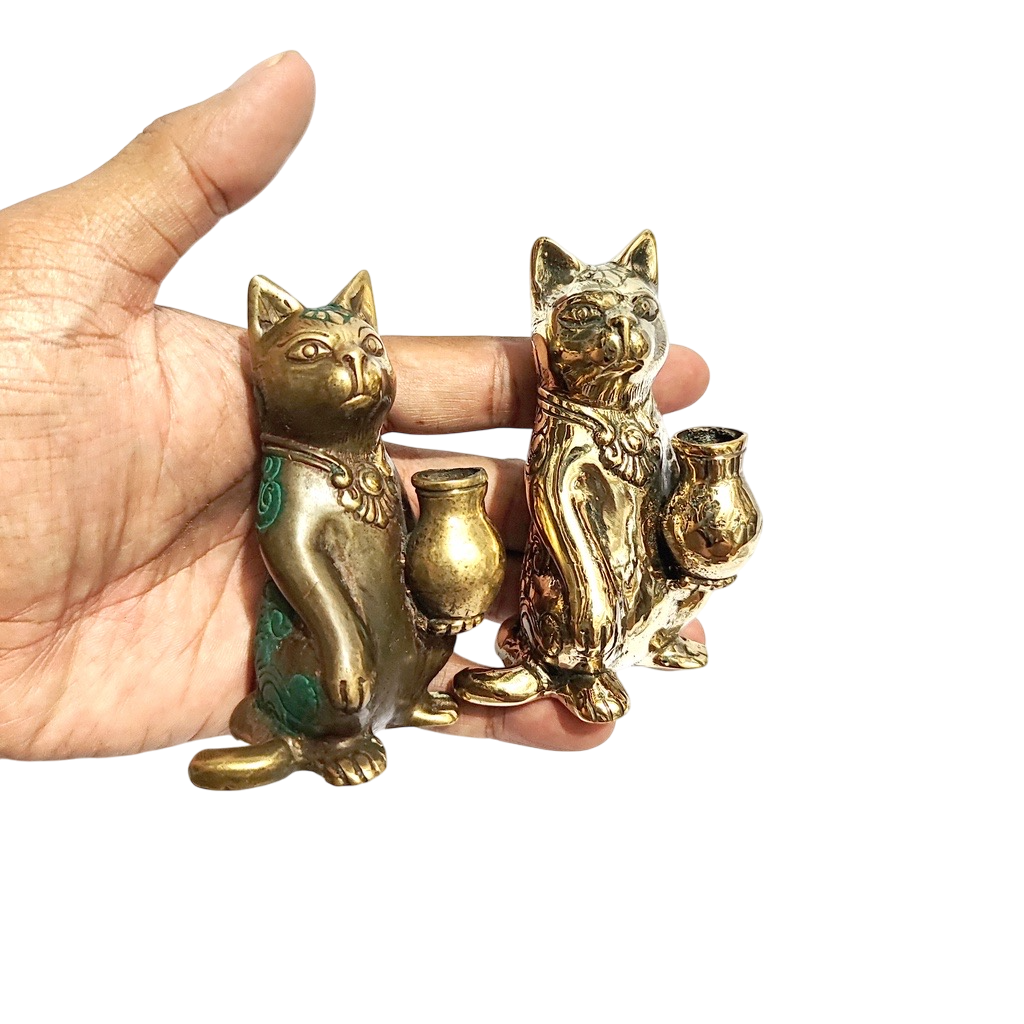 4''Tall Gold and Vintage Cat Brass figurine ( A Piece)