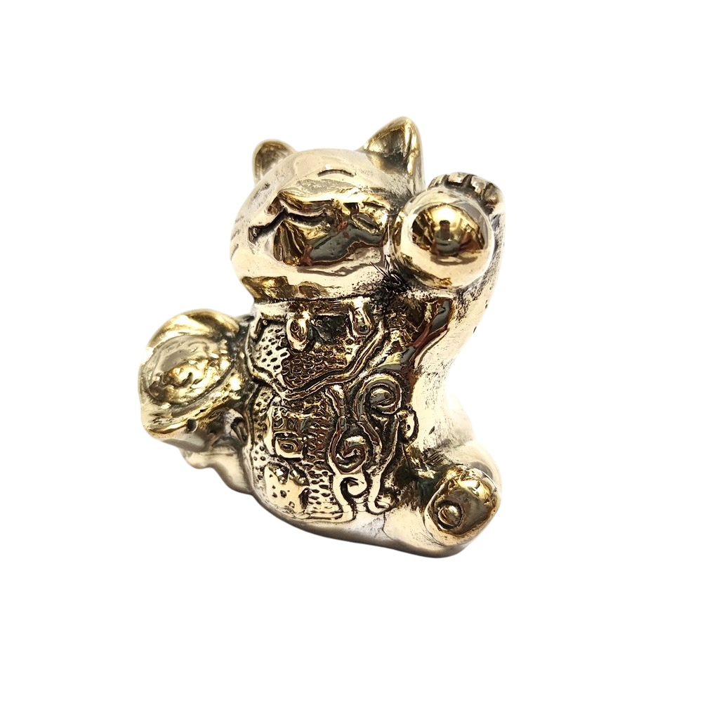 2.7'' Tall Lucky Cat Brass Statue