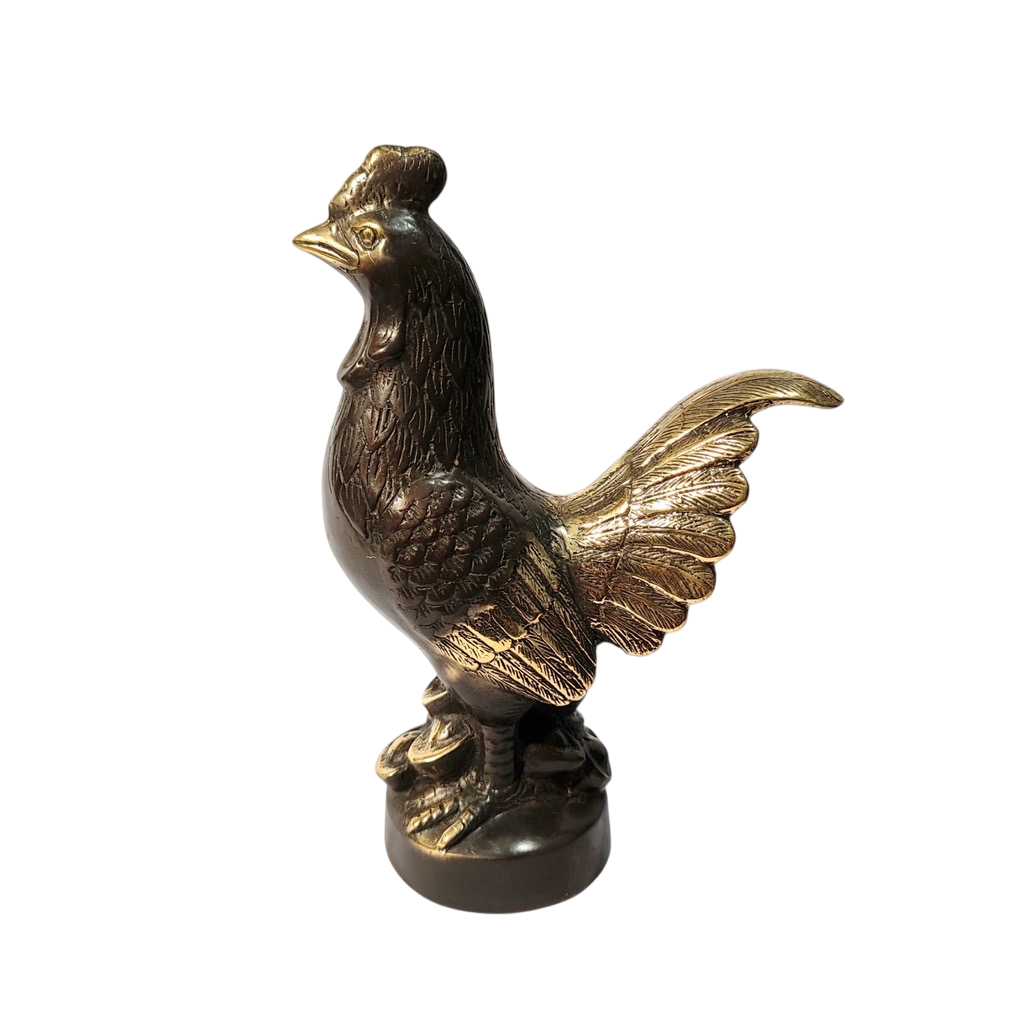 8.6'' Height Chicken Brass animal miniature