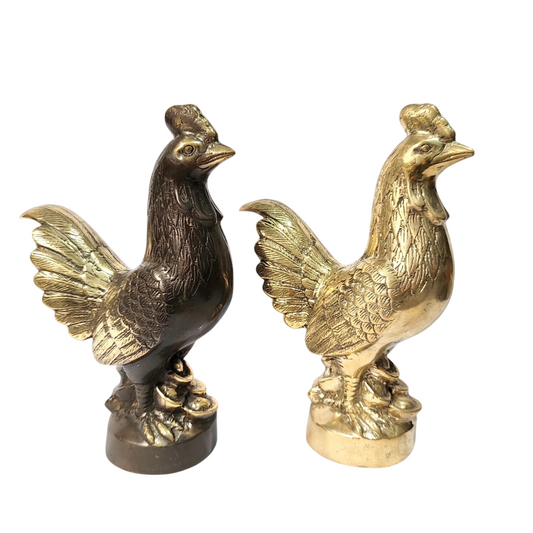 8.6'' Height Chicken Brass animal miniature