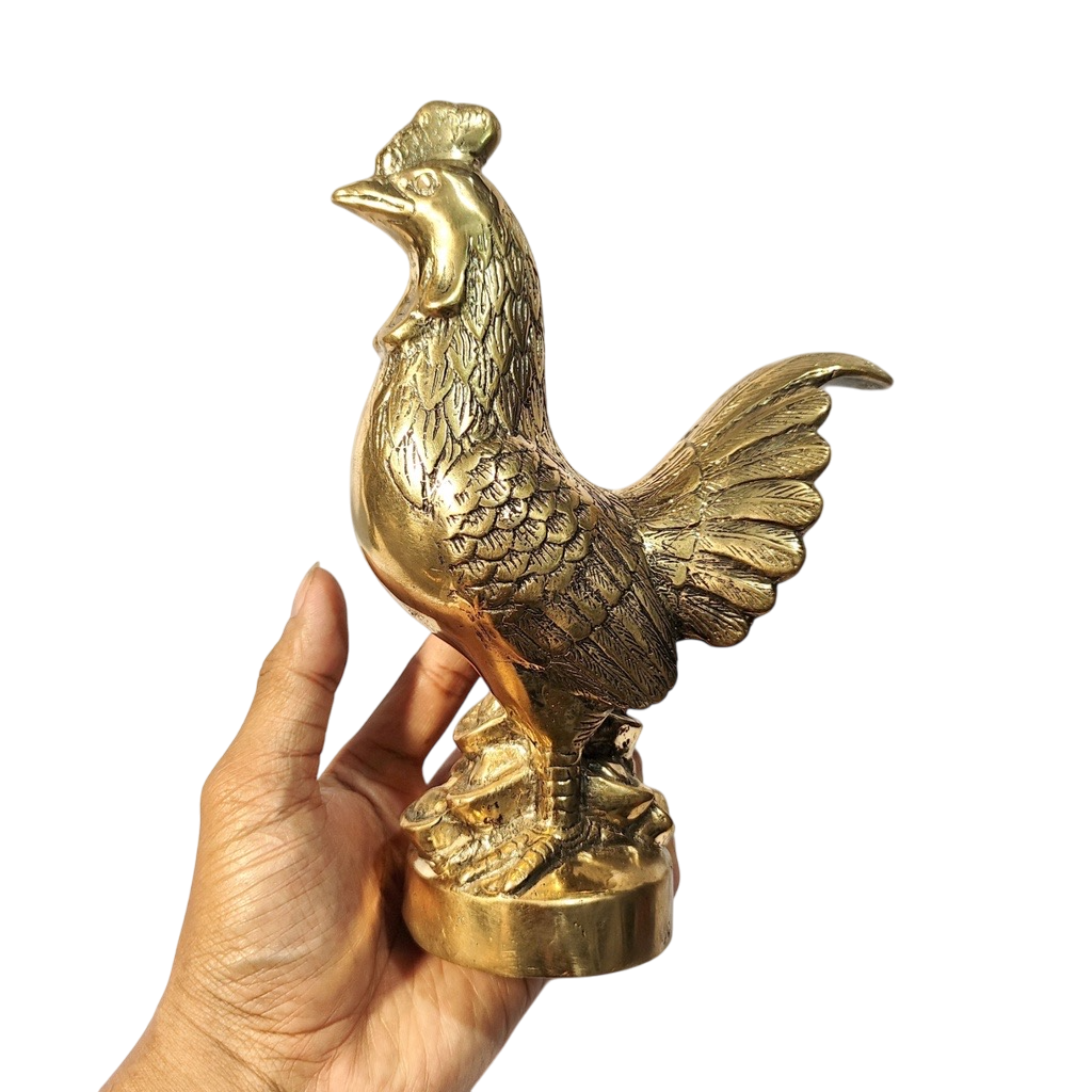 8.6'' Height Chicken Brass animal miniature