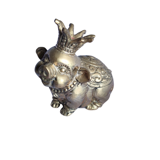 3.9'' King Pig Brass Figurine
