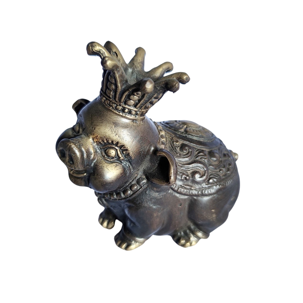 3.9'' King Pig Brass Figurine