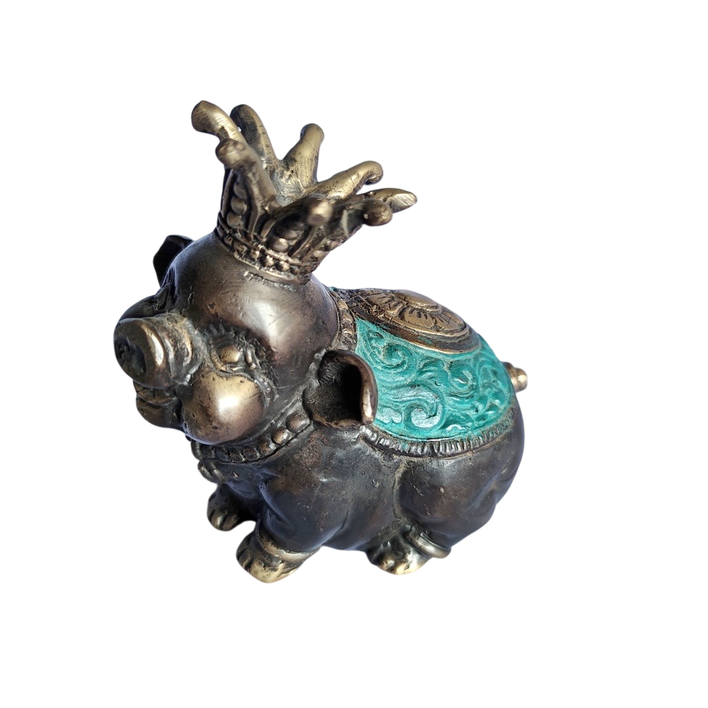 3.9'' King Pig Brass Figurine