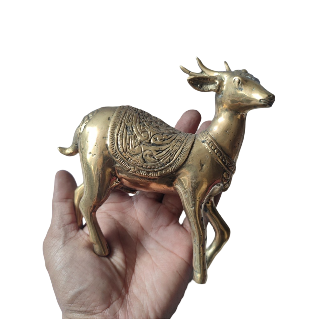 5.9'' Gold and Vintage Deer Brass figurine