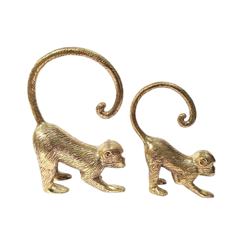 A Piece of Gold and Vintage Monkey Vintage Brass Figurine