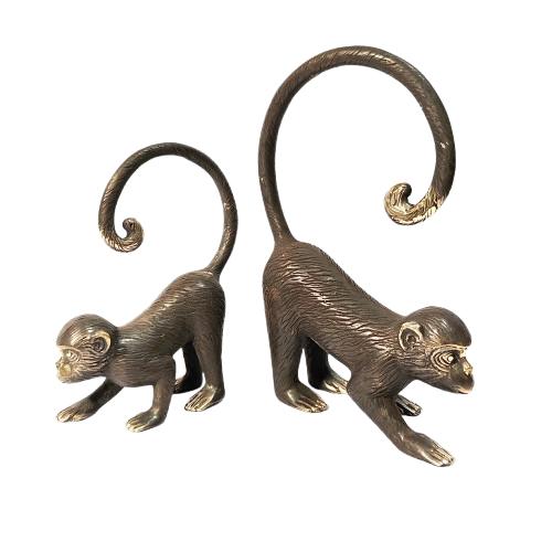 A Piece of Gold and Vintage Monkey Vintage Brass Figurine