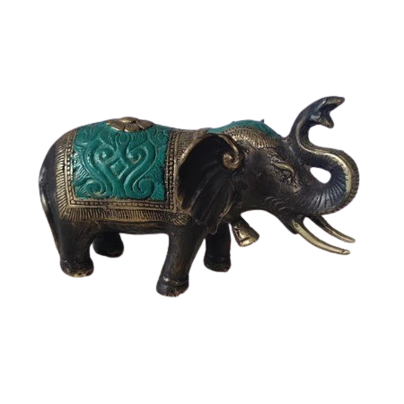 3.9'' Tall Green Vintage Elephant Brass figurine