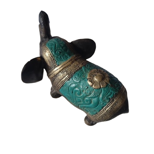 3.9'' Tall Green Vintage Elephant Brass figurine